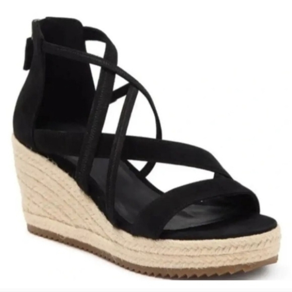 EILEEN FISHER WANDA NUBUCK WEDGE ESPADRILLE SZ 6